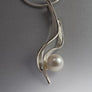 Sterling Silver Pendant with 8mm Pearl (shown in White and Black, see options to choose pearl color)