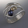 14k Gold and Sterling Silver Ring with 4mm Pearl (shown here with black pearl, see options to choose pearl color)