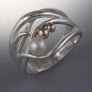 14k Gold and Sterling Silver Ring with 4mm Pearl (shown here with black pearl, see options to choose pearl color)