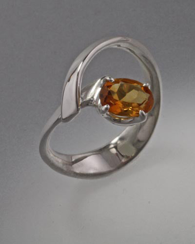 Sterling Silver Ring with 8x6 stone (shown with Citrine, see options to choose stone)
