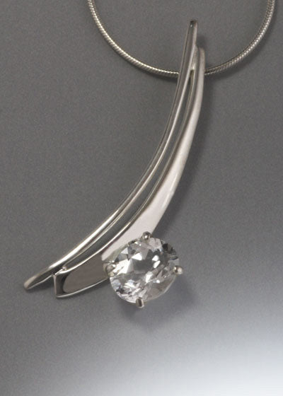 Sterling Silver Pendant with 10x8mm Stone (shown in White Topaz see options to choose stone)