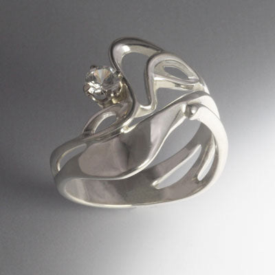 Sterling silver ring with White Sappire
