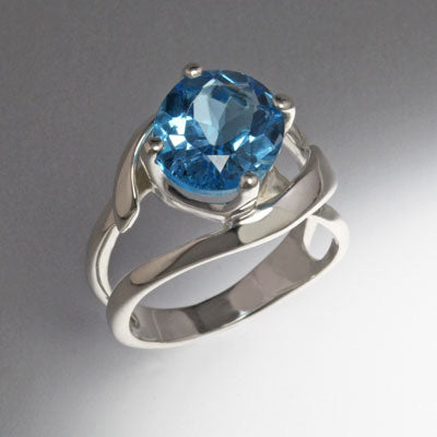 Sterling Silver Ring with 12x10 Stone. (shown in Swiss Blue Topaz, see options to choose stone)