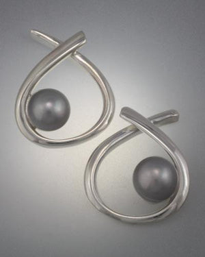 Sterling Silver Earring with 6mm Pearl (shown here with grey pearl, see options to choose pearl color)