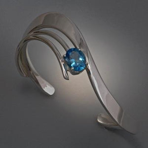 Sterling Silver Bracelet with Swiss Blue Topaz