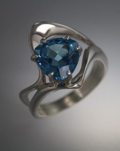 Sterling Silver Ring with Trillion Swiss Blue Topaz