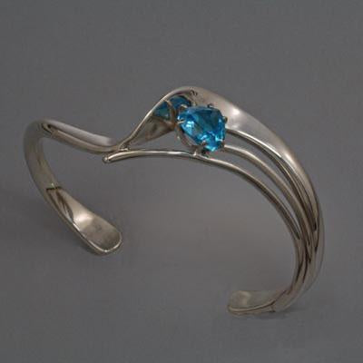 Sterling Silver Bracelet with 8x8x8mm stone (shown here in Swiss Blue Topaz see options to choose stone)