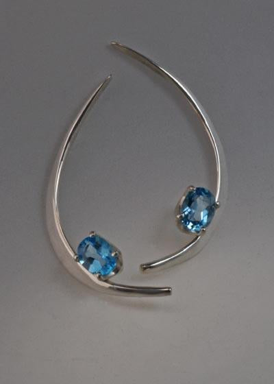 Sterling silver earrings with Swiss Blue Topaz