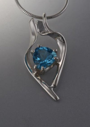 Sterling Silver pendant with 8x8x8mm stone (shown here in Swiss Blue Topaz, see options to choose stone)