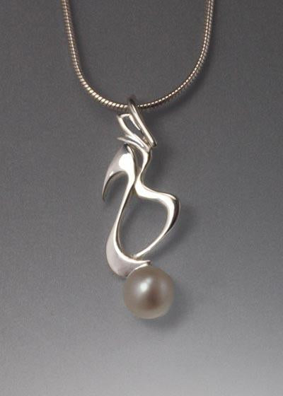 Sterling Silver Pendant with 6mm Pearl (shown here with Pink Pearl, see options to choose pearl color)
