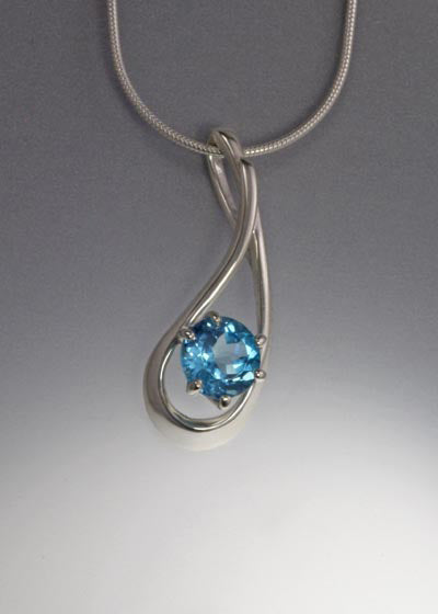 Sterling Pendant with 8mm round stone (shown in Swiss Blue Topaz, see options to choose stone)