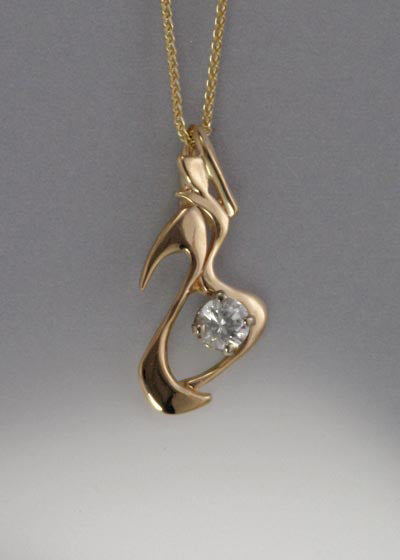 14K Gold Pendant with White Sapphire