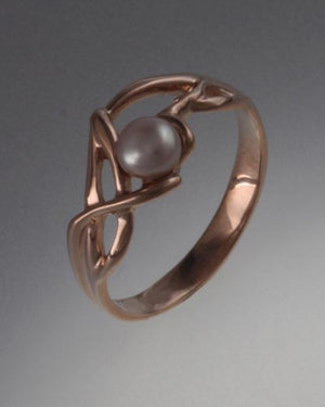 14K Rose Gold ring with 4mm Pearl (shown here with Pink Pearl, see options to choose pearl color)