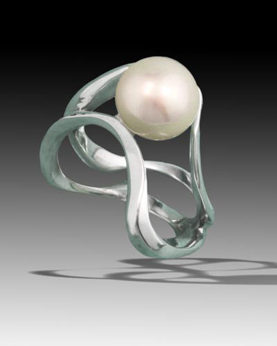 Sterling Silver Ring with 10mm Pearl White Pearl (this ring is avaiable with White Pearl ONLY)