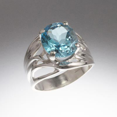 Sterling Silver ring with 12x10 stone (Shown in Sky Blue Topaz, see options to choose stone.)